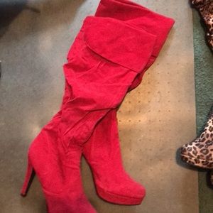 Red over the knee boots